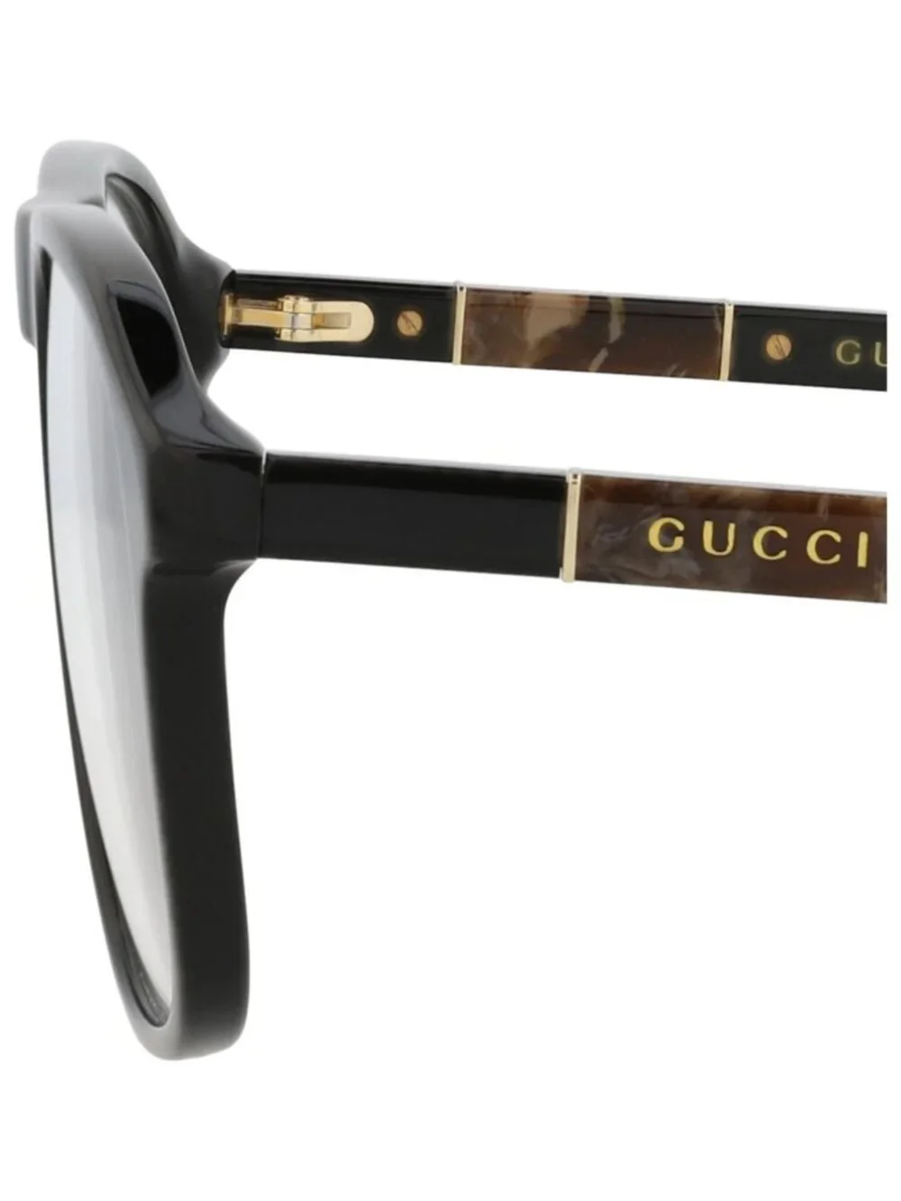 New Gucci Women's Eyeglasses Aviator Acetate Frame Mens Black Black Transparent